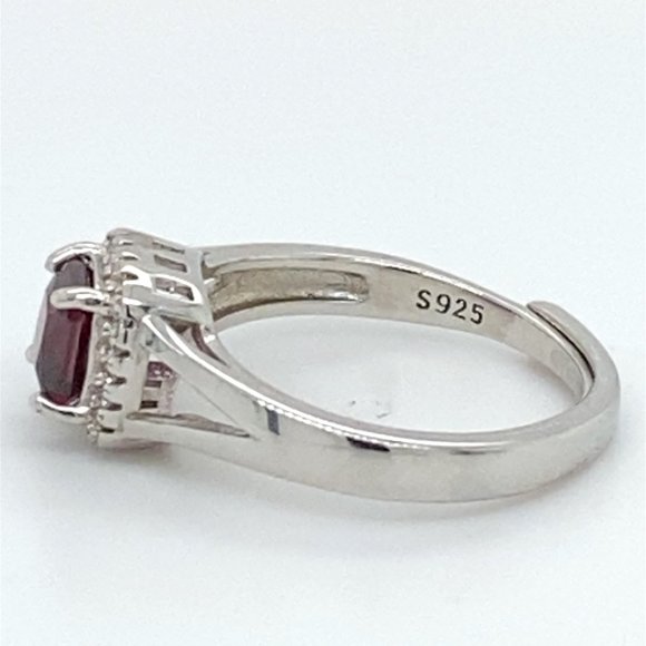 Pyrope Garnet 1.20ct White Gold Finish Solid 925 Sterling Silver Ring - Picture 6 of 7